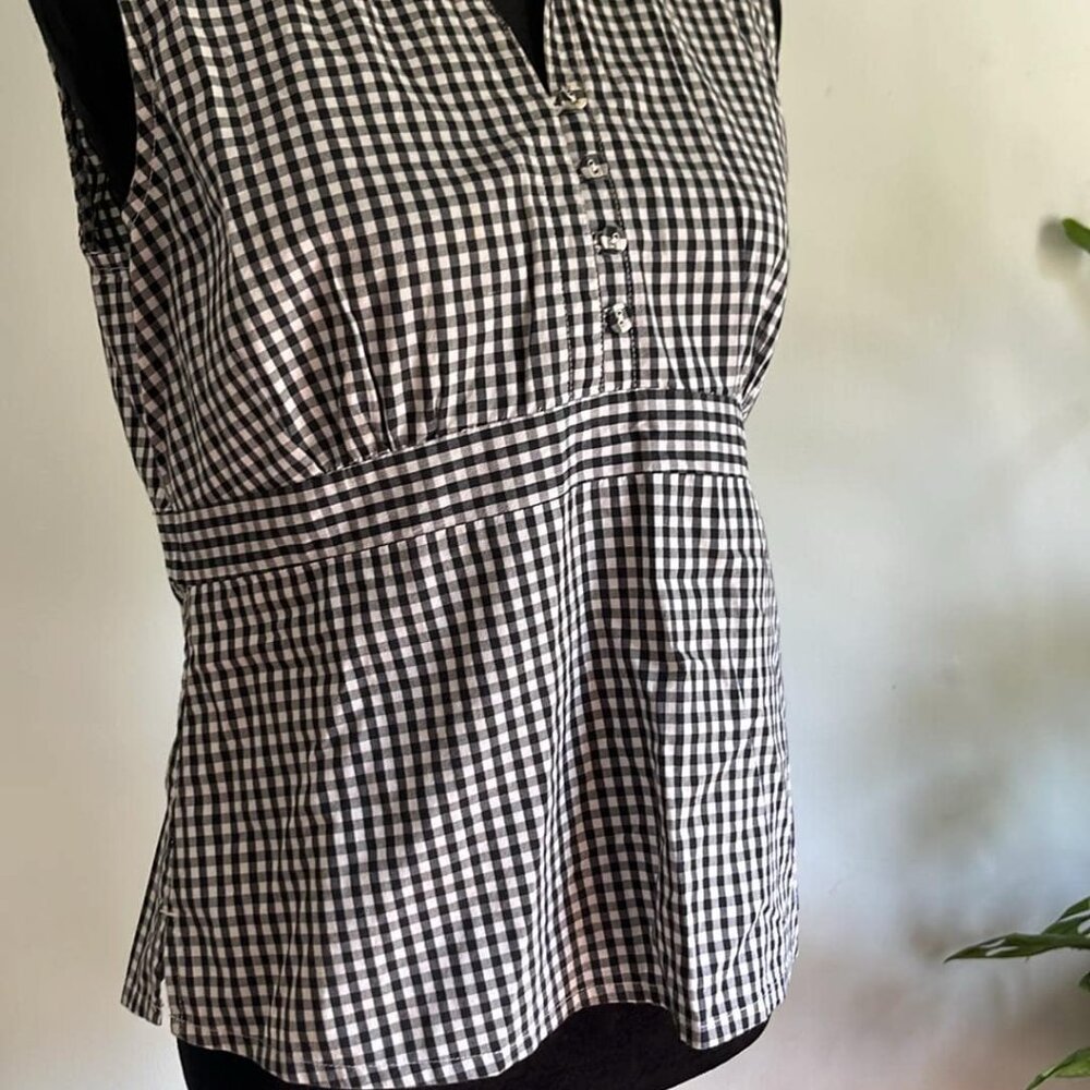 Christopher & Banks SZ SM Sleeveless Checkered Side Zip Cottagecore Granolagirl